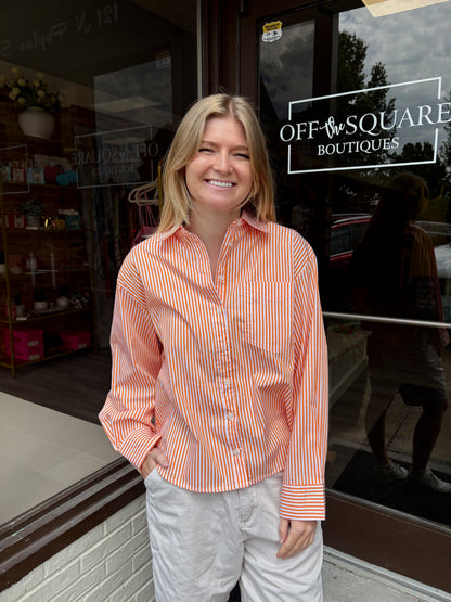 Orange Stripe Button Down Shirt