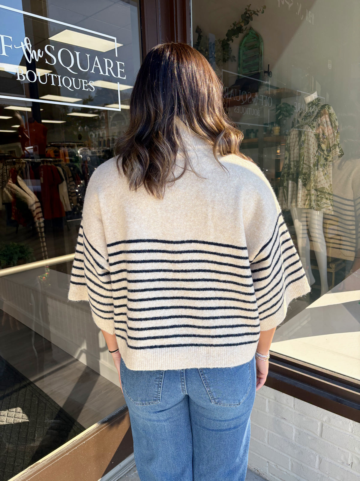 Ecru Half Button Sweater