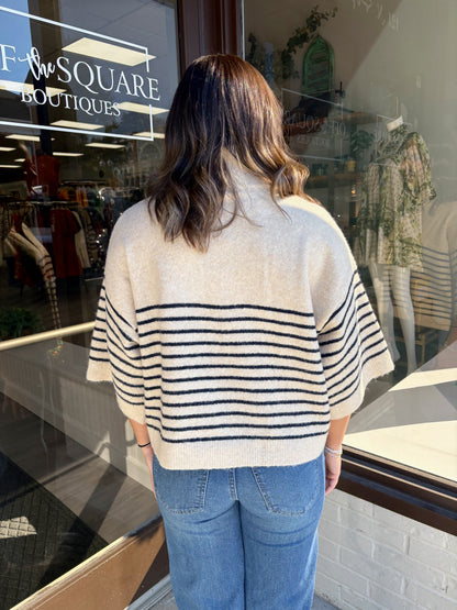 Ecru Half Button Sweater