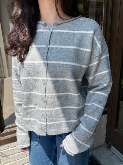 Rolled Neck Sweater Cardigan Top
