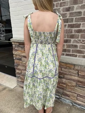 Floral Contrast Midi Dress