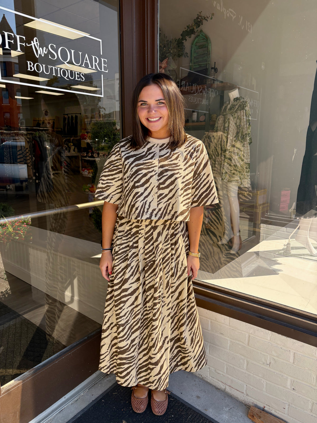 Ecru Zebra Maxi Skirt