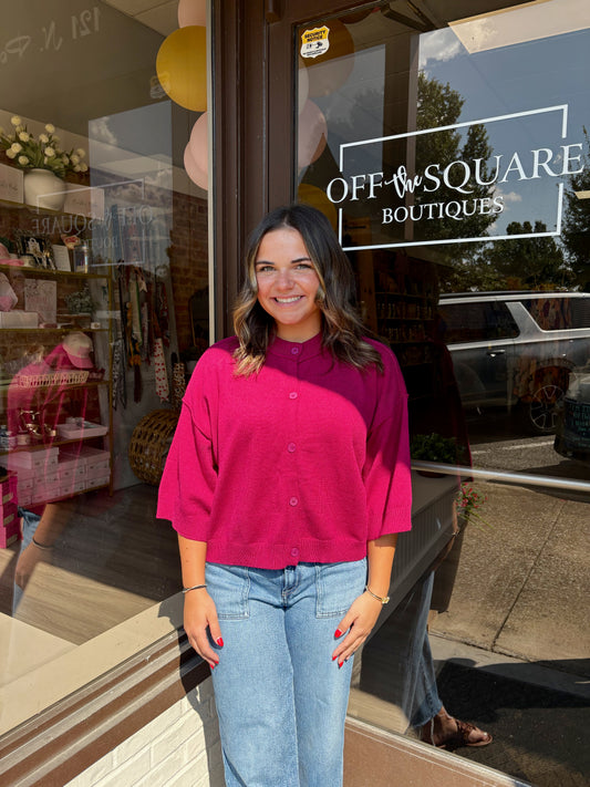 Plum Cardigan Sweater