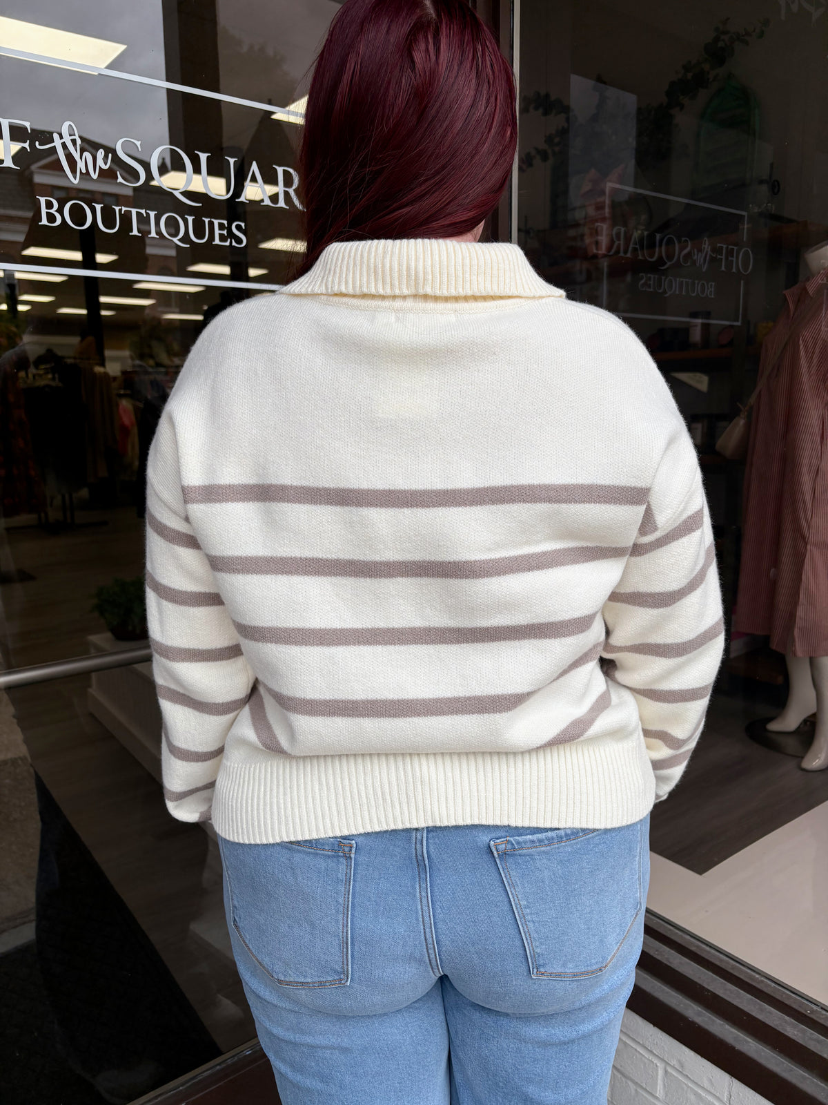 Half Zip Stripe LS