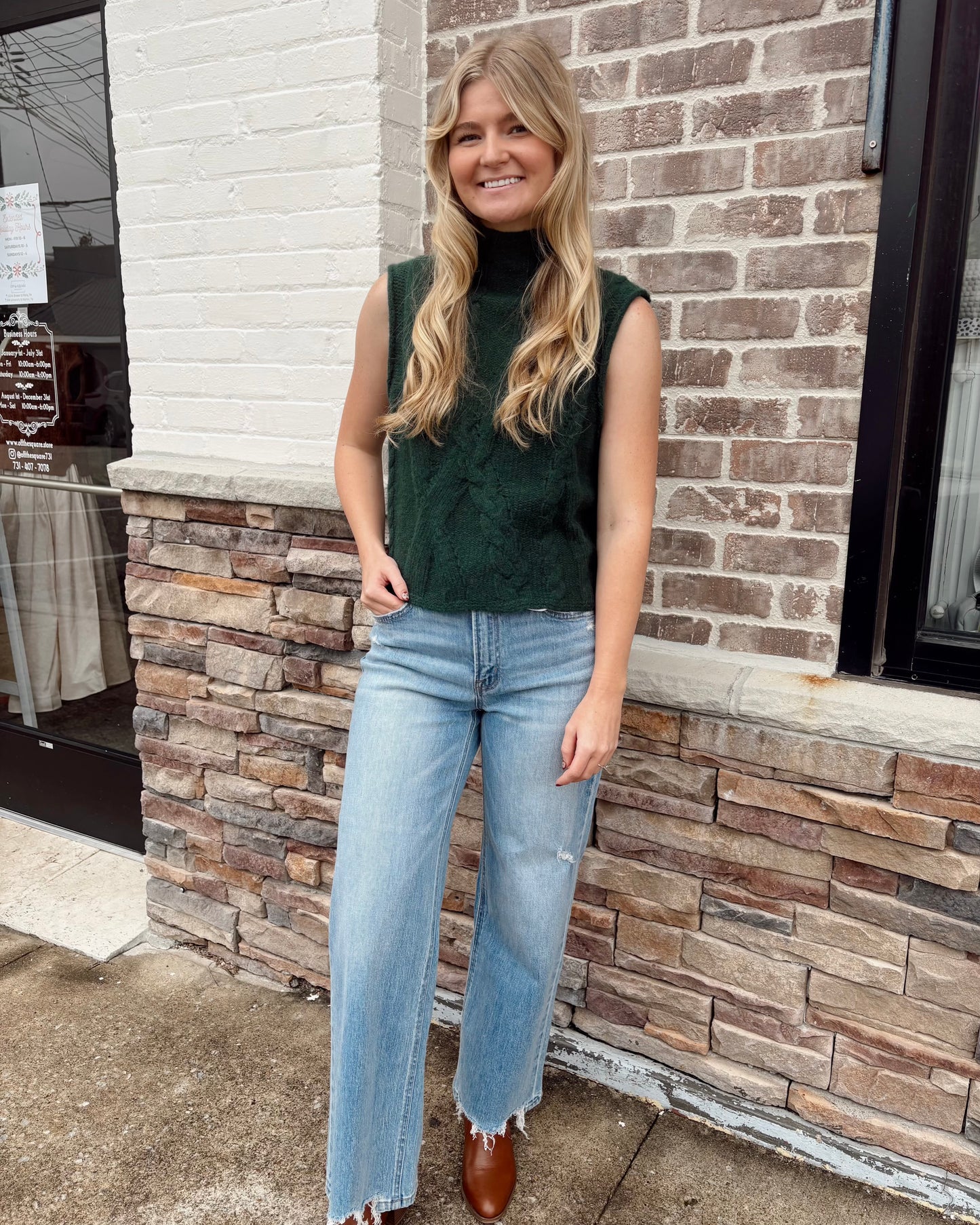 Green Mock Neck Sweater