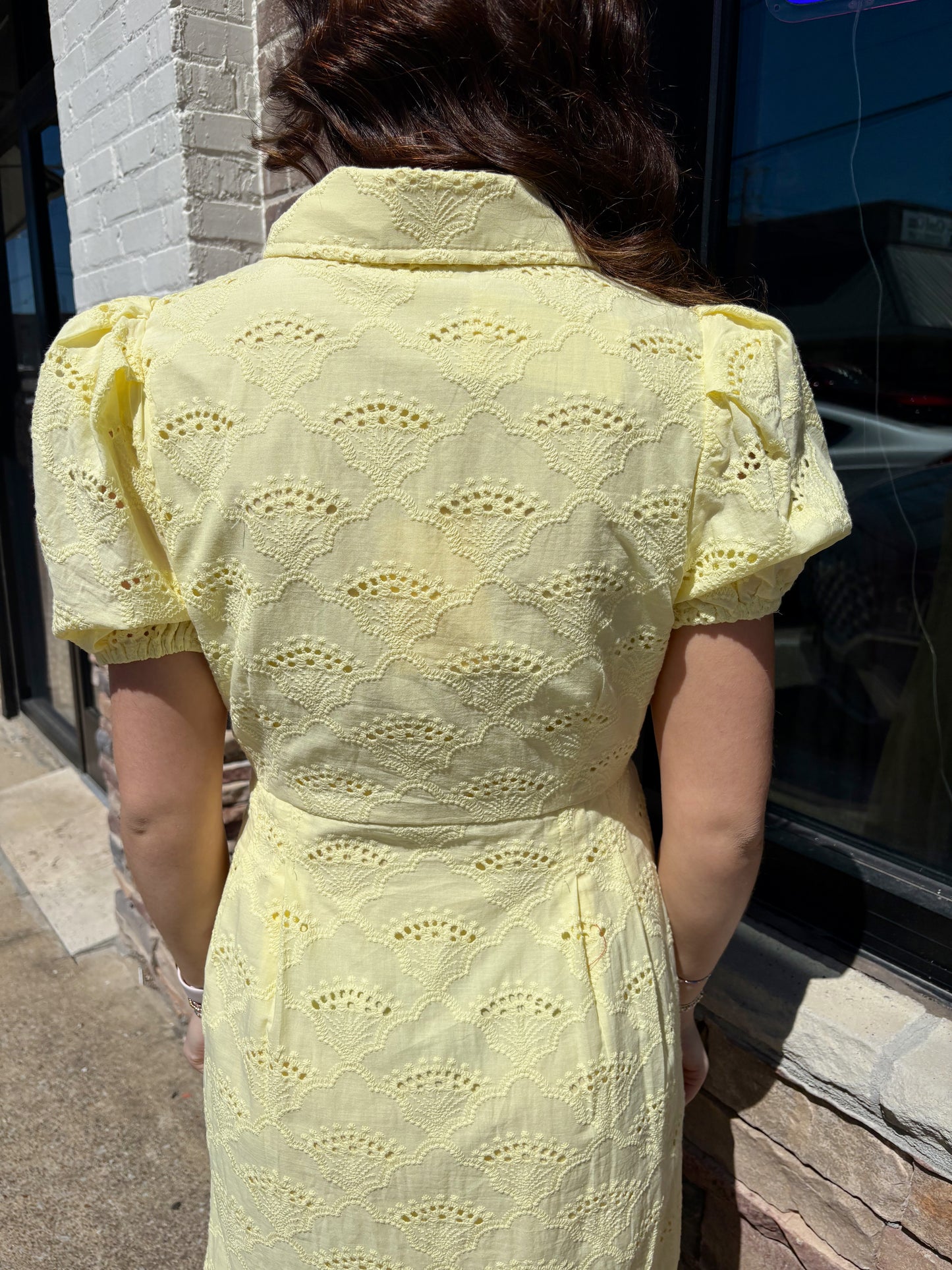 Lemon Eyelet Detail Dress