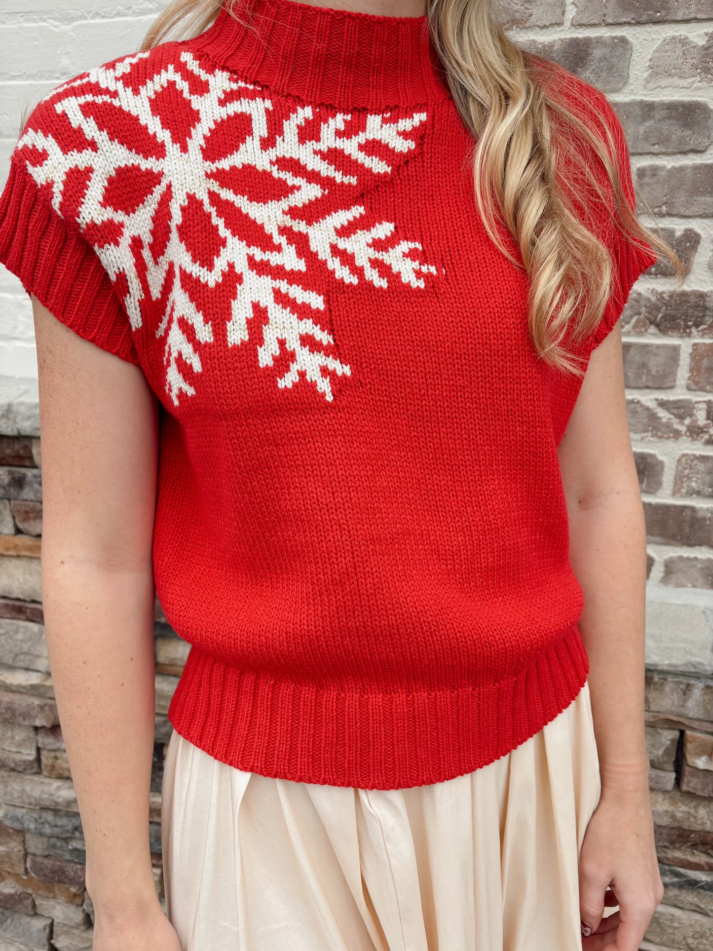 Snowflake Mock Neck Sweater