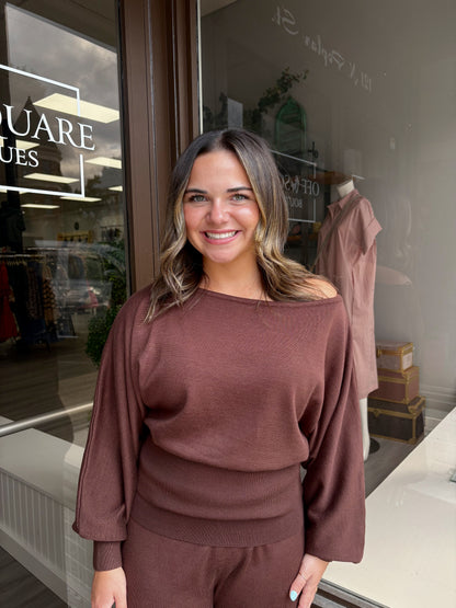 Boat Neck Dolman Sleeve Sweater
