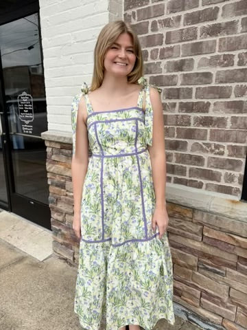 Floral Contrast Midi Dress