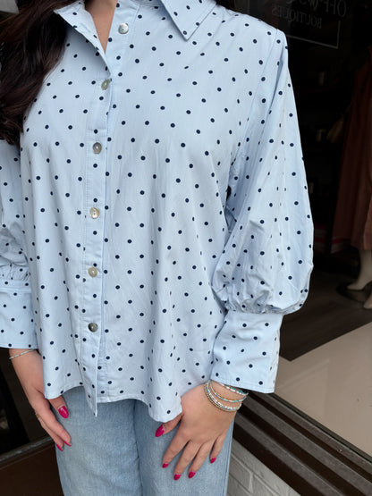 Light Blue Polka Dot Blouse