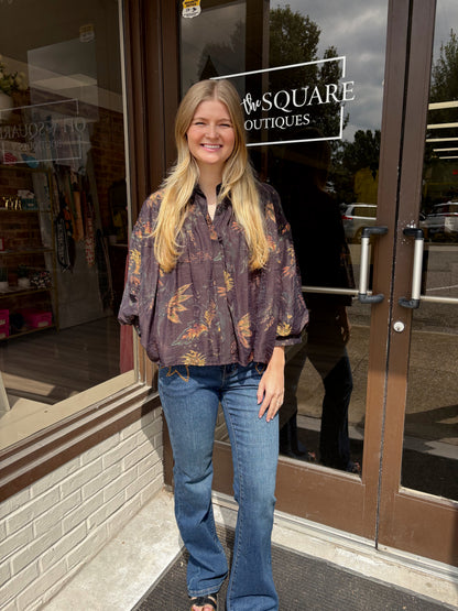 Black/Camel Floral Blouse