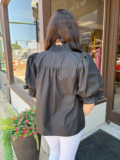 Black Ruffle Collar Top