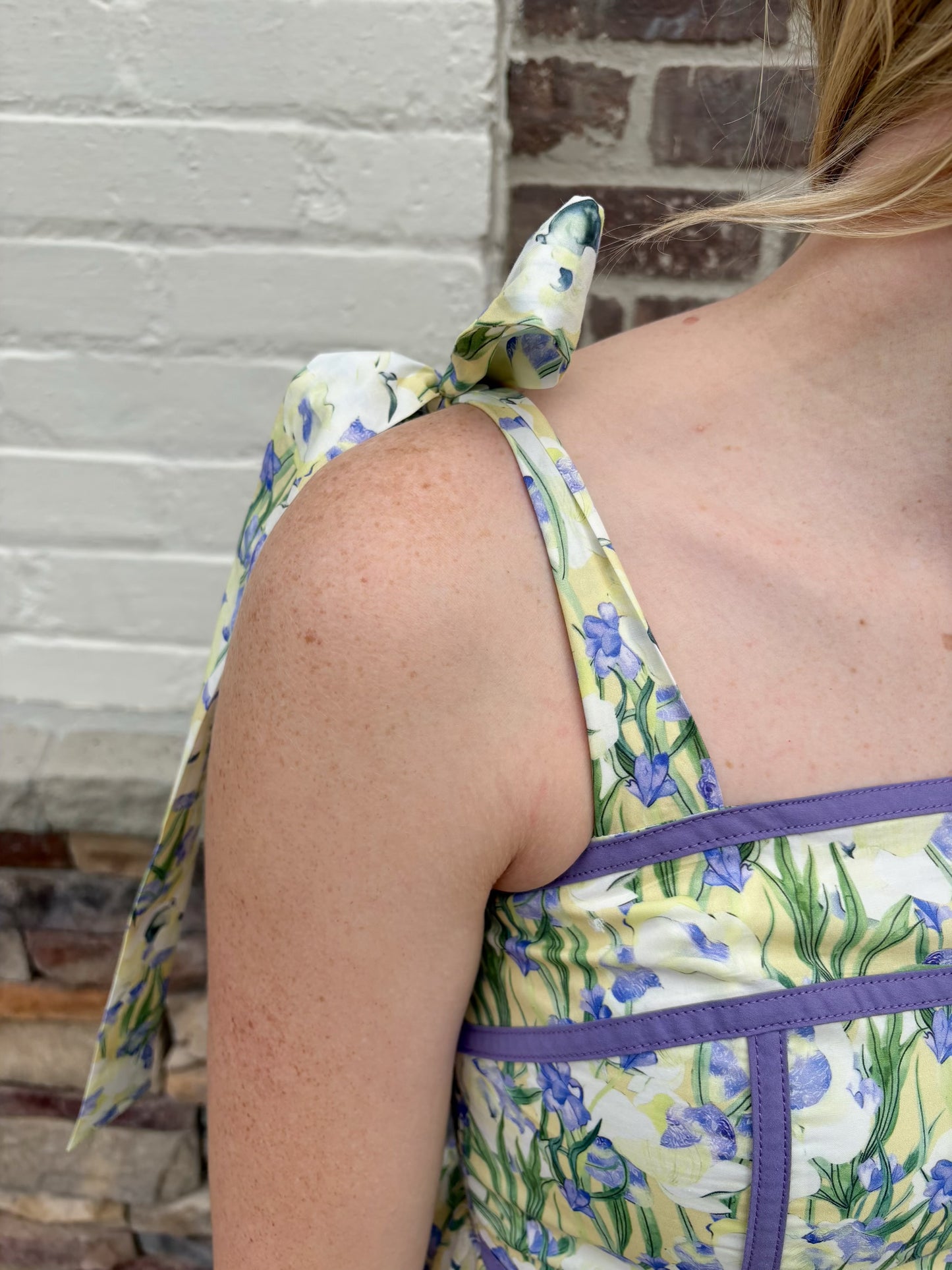 Floral Contrast Midi Dress