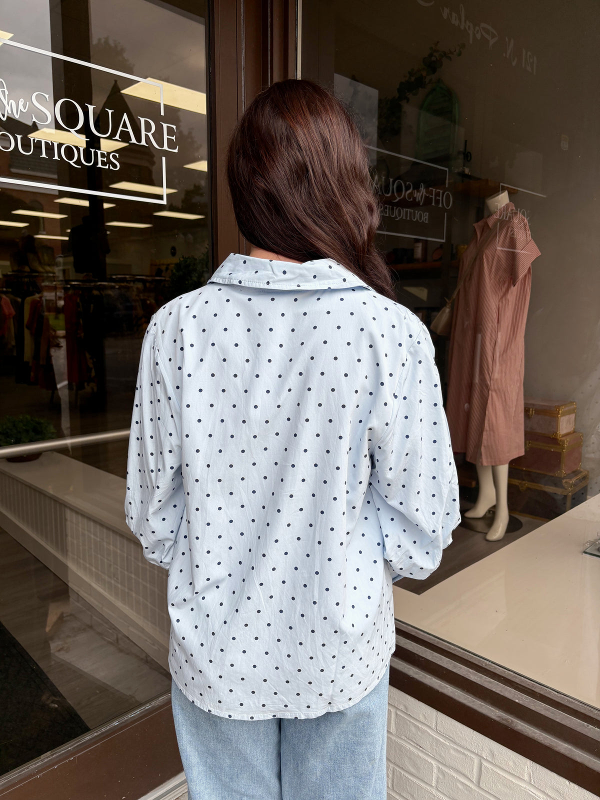Light Blue Polka Dot Blouse