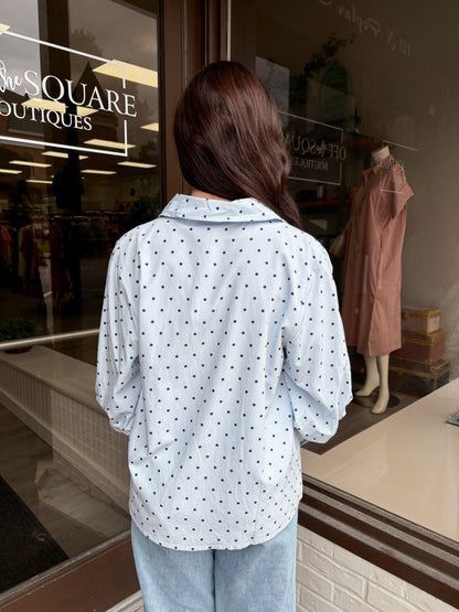 Light Blue Polka Dot Blouse