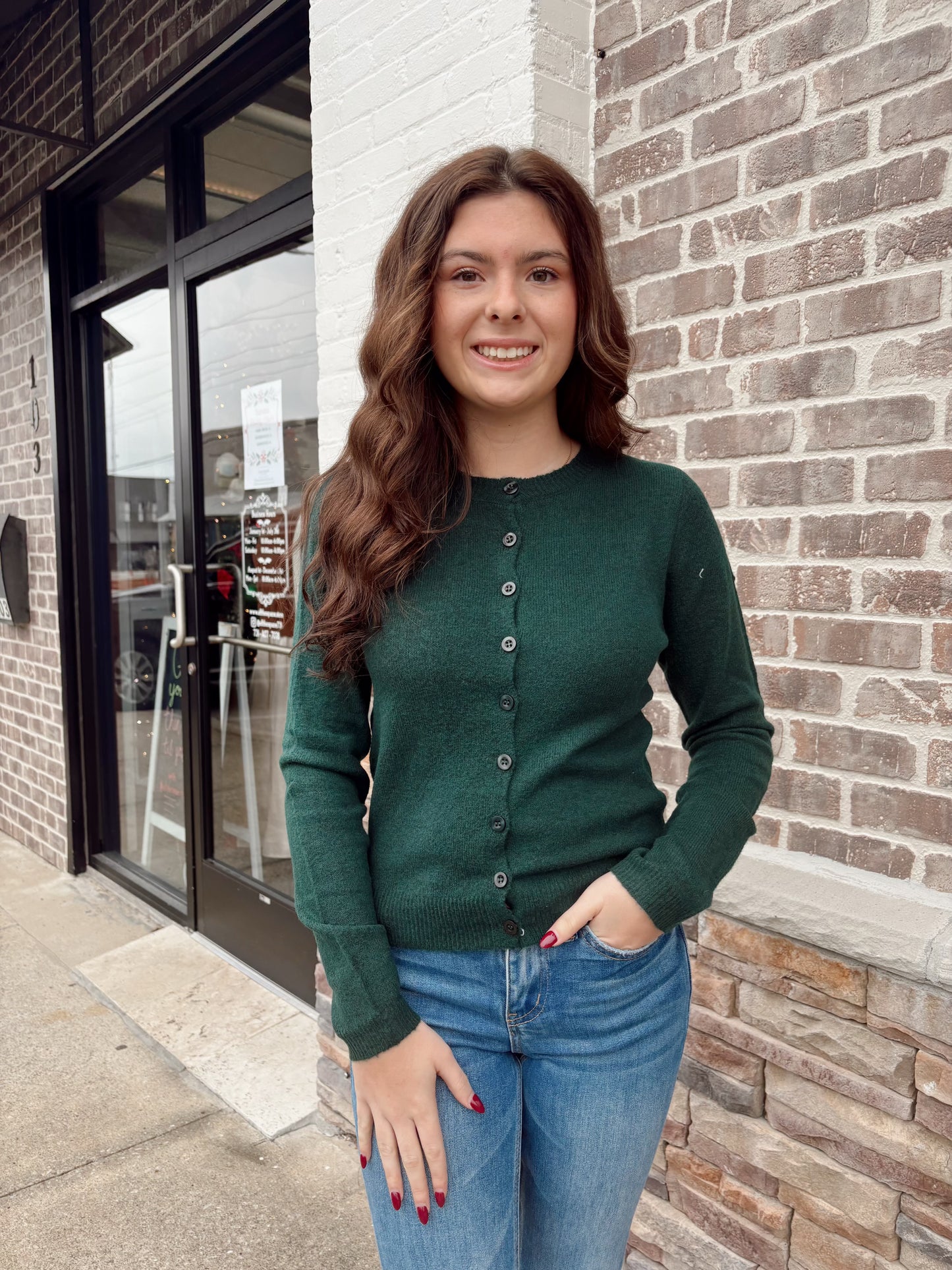 Round Neck Button Down L/S Cardigan