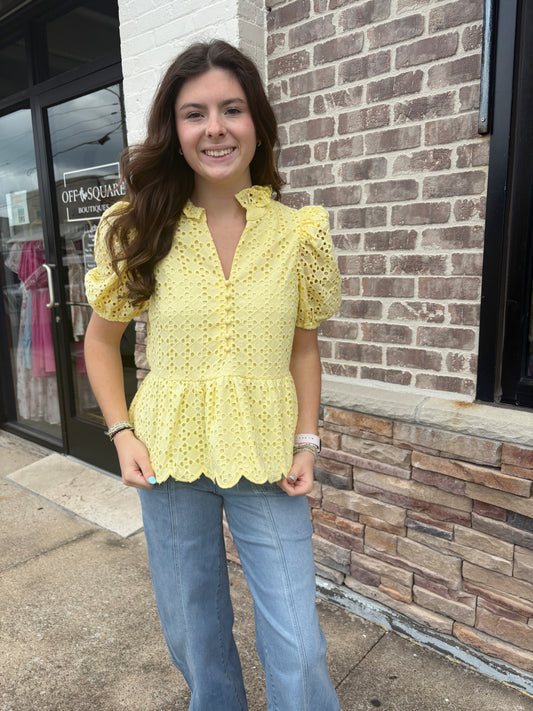 Lemon Eyelet Blouse