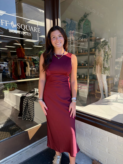 High Neck Cowl Midi Dress
