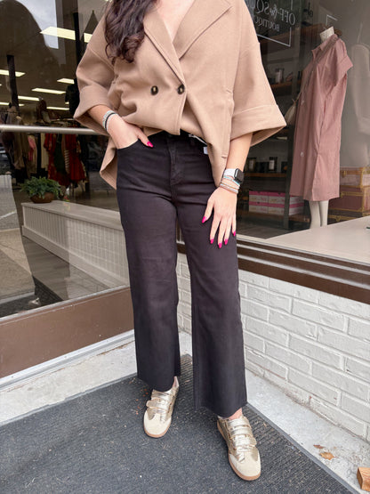 Vervet Black HR Crop Wide Jeans