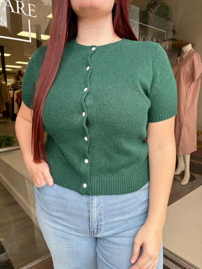 SS Button Down Ribbed Cardigan