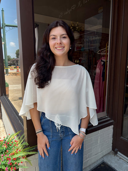 Cream Chiffon Poncho Top
