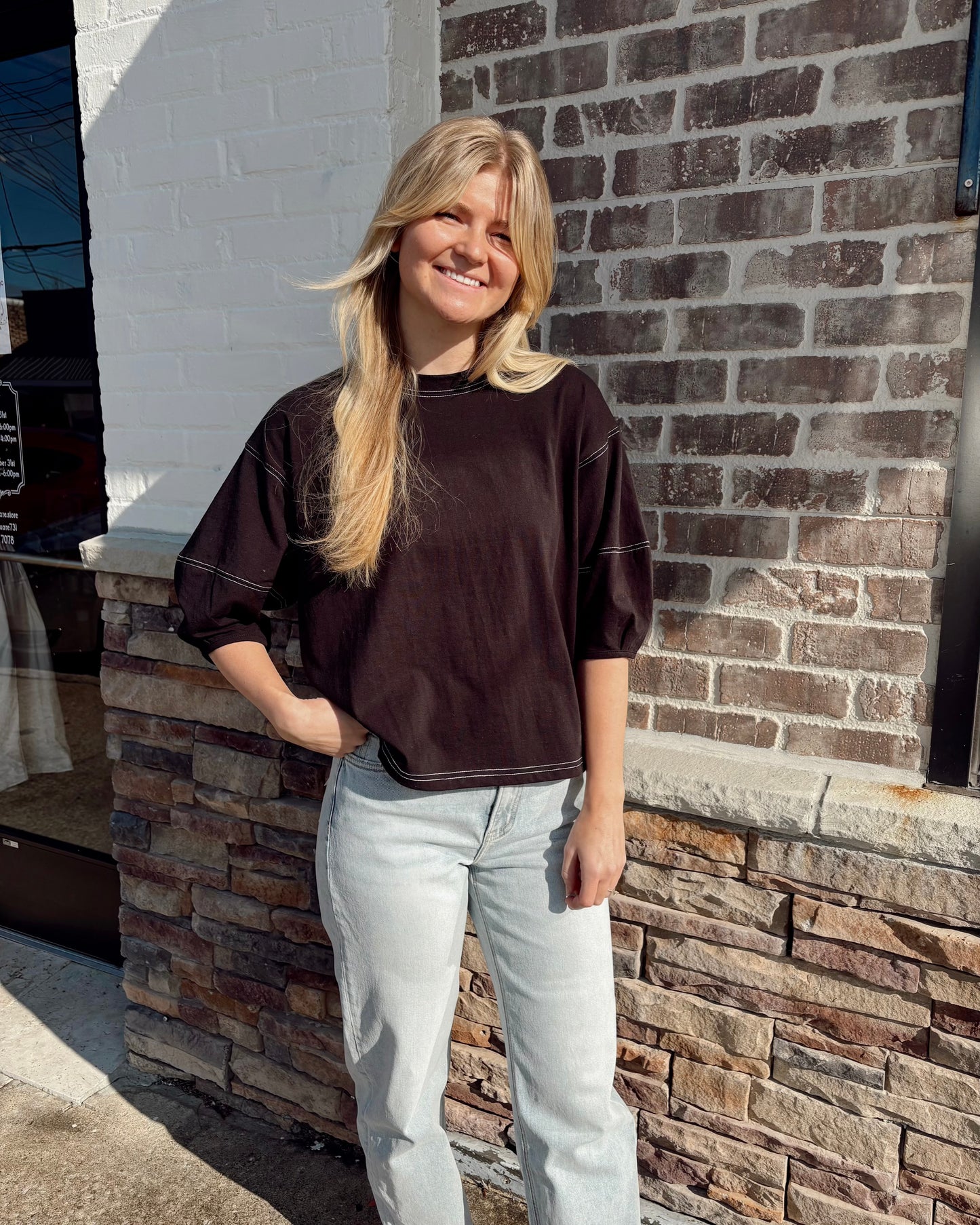 3/4 Balloon Sleeve Top