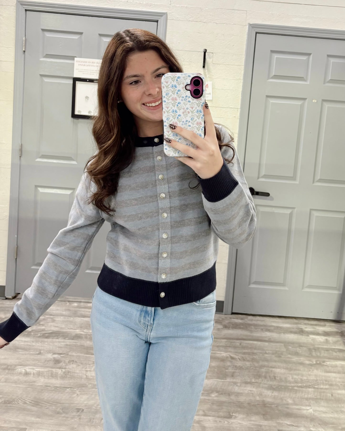 Blue/Gray Stripe Cardigan