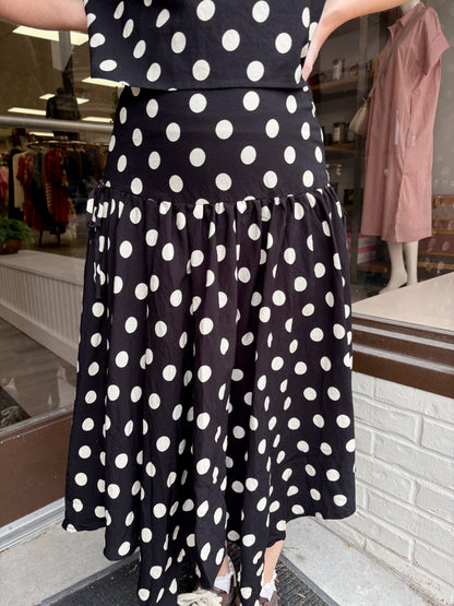 Dot Drop Waist Handkerchief Skirt